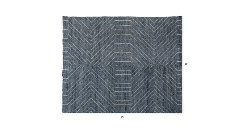 Parallel Wave Blue / White Rug 8 X 10 8 Parallel Wave Blue / White Rug 8 X 10 - Image 8