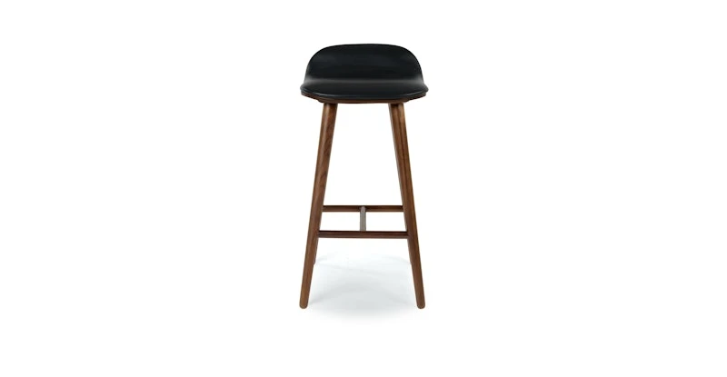 Sede Black Leather Walnut Counter Stool 2 Sede Black Leather Walnut Counter Stool - Image 2