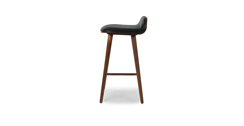 Sede Black Leather Walnut Counter Stool 3 Sede Black Leather Walnut Counter Stool - Image 3