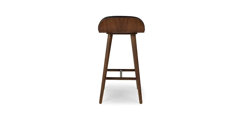 Sede Black Leather Walnut Counter Stool 4 Sede Black Leather Walnut Counter Stool - Image 4