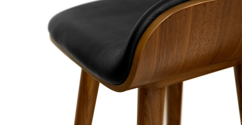 Sede Black Leather Walnut Counter Stool 5 Sede Black Leather Walnut Counter Stool - Image 5