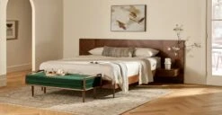 Nera Walnut California King Bed With Nightstands