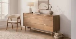 Lenia White Oak 9-Drawer Dresser