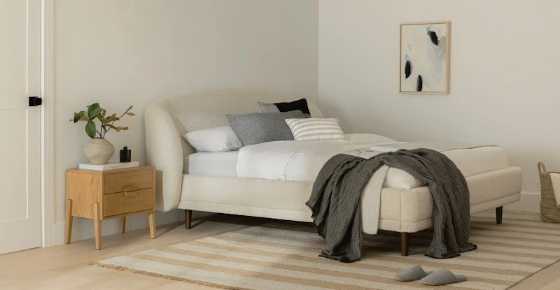 Kayra Ivory Bouclé Queen Bed 1 Kayra Ivory Bouclé Queen Bed