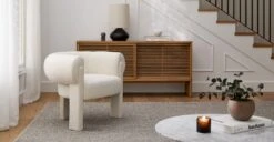 Everse Ivory Wool Bouclé Lounge Chair